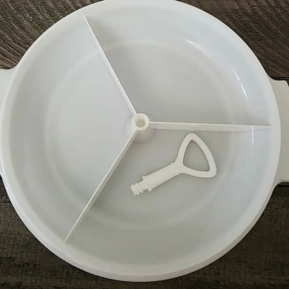 Vintage Tupperware Suzette Divided Relish Tray Dish 608-3 Handle Cover White